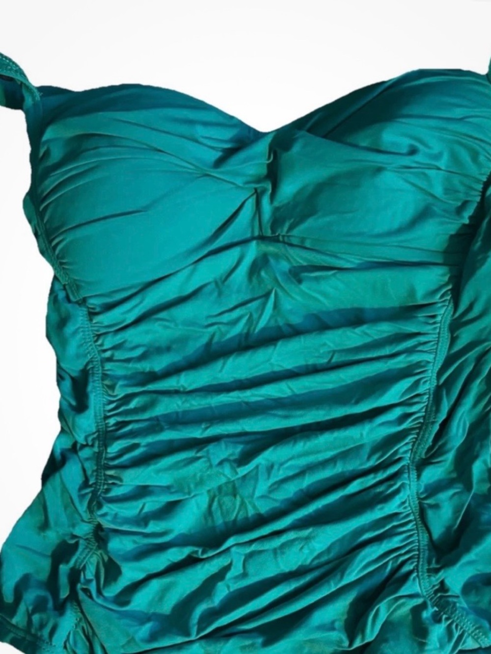 La Blanca Teal Ruched Tankini size 4